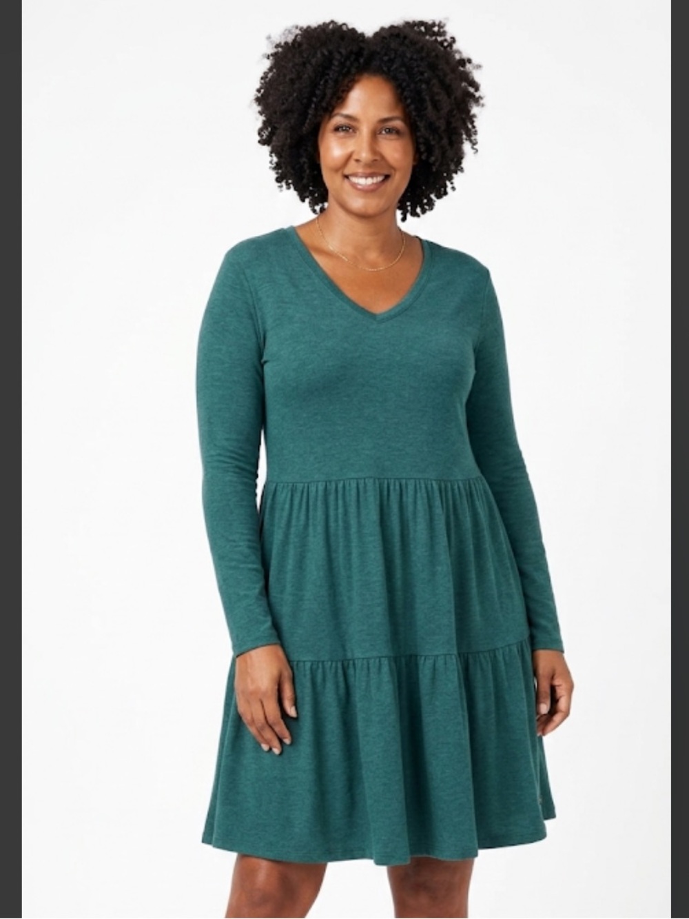 Matilda Jane Teal V-Neck Tiered Midi Dress, boho, athleisure, monochrome